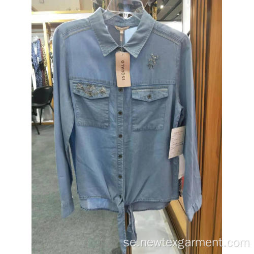 Mode dam jeans casual skjorta